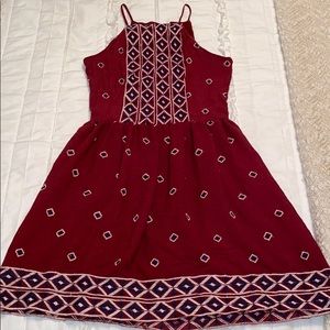 Beautiful Burnt Red Dress with Embroidery Details